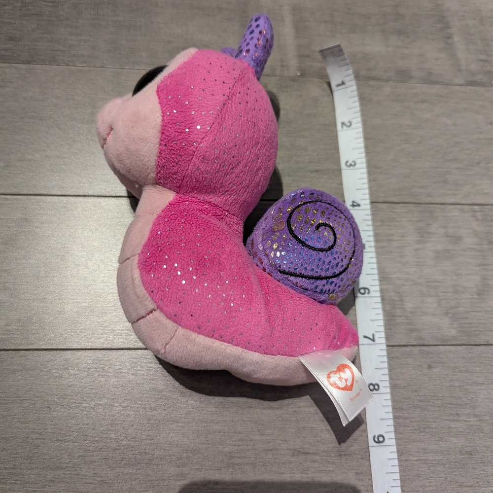 Ty Plush Snail with Pink and Purple Sparkle